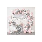 Pembe Gümüş Doğum Günü Balon Zincir Set, 9