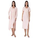 Pembe Hamile Lohusa Yırtmaçlı Gecelik Sabahlık Takımı Effort, 2XL, EF3075-198042719654