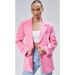 Pembe Kadın Düğmeli Oversize Blazer Ceket