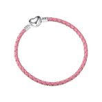 Pembe Kalp Klips Suni Deri Charm Bileklik