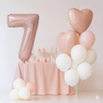 Pembe Kalp Rakam Folyo Balonlu Yaş Balon Set - 7