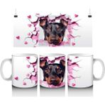 Pembe Kalpler Arasından Bakan Rottweiler – Baskılı Kahve Kupası - Renkli