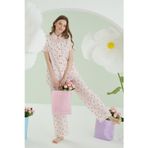 Pembe Kalpli Önden Düğmeli Pijama Takım