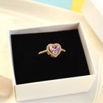Pembe Kalpli Yüzük Ayarlanabilir Yüzük Hediye Paketli Yüzük Ciddi İlişki Yüzüğü Sevgili Yüzüğü Gold