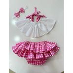 Pembe Kareli Crop Takım Kız Bebek Elbise,doğum Günü Elbise,fotoğraf Çekim Elbise,0-7 Yaş Uygun - 0 - 3 Ay