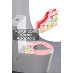 Pembe Katlanabilir Bebek Klozet Oturağı, Seyahat ve Eğitim Için Pratik ve Hijyenik - Ahşap - Bej