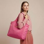 Pembe Katlanabilir Bez Çanta(Altın Toka) – Çantaya Takılabilir, Hafif ve Pratik Tasarım