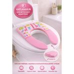 Pembe Katlanabilir Çocuk Klozet Adaptörü Taşınabilir Kaymaz Tuvalet Eğitimi Aparatı TPC-TP631PMB