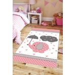 Pembe Kaymaz Tabanlı Filli Bebek Halıları Bebek Halısı KD19