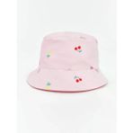 Pembe Kiraz Desenli Kız Bebek Bucket Şapka