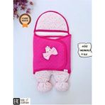 Pembe Kız Bebek Battaniyesi & Dış Kundak - %100 Pamuk Yenidoğan Ayaklı Uyku Tulumu - 75 x 40 cm