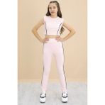 Pembe Kız Çocuk Tatylı Croplu 2'li Takım 20245 - 7 - 8 Yaş
