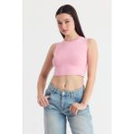 Pembe Kolsuz Bisiklet Yaka Crop Atlet 318 - L - XL