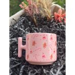 Pembe Kupa Bardak - Yılbaşı Ağacı, Kardan Adam, Kurabiye Desenli, Yeni Yıl ve Özel Günler Için - Renkli - 300 cc
