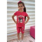 Pembe Kuromi Kısa Kollu Şortlu Çizgi Karakter Baskılı Kız Çocuk 2li Takım - 3 - 4 Yaş