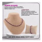 Pembe Kuvars - Ametist Doğal Taş Kolye - Bileklik Takımı TS018