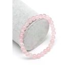 Pembe Kuvars Doğal Taş Bileklik 6 Mm Küre Kesim - Blk-2314