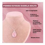 Pembe Kuvars Doğal Taş Damla Kolye Ucu - M387