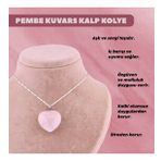 Pembe Kuvars Doğal Taş Kalpli Kolye Ucu - M388