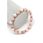Pembe Kuvars-İnci Doğal Taş Bileklik 8 Mm Küre Kesim - Blk-2262