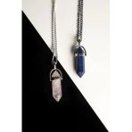 Pembe Kuvars-Lapis Lazuli Doğal Taş Çivi Çift Sevgili Kolyeleri Tky0230