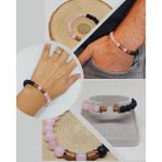 Pembe Kuvars & Oniks Taşı 8mm Unisex Tasarım Bileklik Hawaii Model (2958)