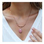 Pembe Kuvars Taşlı Asansör Zincirli Rose Gold Kaplama Gümüş Kolye