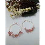 PEMBE KUVARS TAŞLI KÜPE /DOĞALTAŞLI HALKA KÜPE