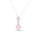 Pembe Kuvars ve Zirkon Taşlı 925 Ayar Gümüş Bayan Kolye 201021885