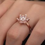 Pembe Lotus Çiçeği Rose Gümüş Kadın Yüzük