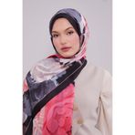 Pembe Lotus Desen Hint Ipeği Şal