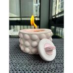 Pembe Masaüstü Bioetanol Şömine Beton Gövdeli Söndürücü Kapaklı