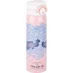 Pembe Mavi Çiçek Desenli Paslanmaz Çelik Termos 500ML