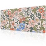 Pembe Mavi Sevimli Çiçekli Oyun Mouse Pad Masa Mat XL 31,5 × 11,8 inç Anime Yeşil Yaprak Çiçekler Genişletilmiş Mousepad 30X80 cm Kaymaz Kauçuk Tabanlı Dikişli Kenar Büyük Masa Pedi Kadınlar için Oyun