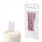 Pembe Metalik Krom Renkli Spiral Pasta Mumu 14 cm - 6 Adet