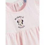 Pembe Minnie Mouse Baskılı Kız Bebek Elbise 2'Li