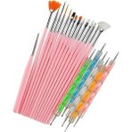 Pembe Nail Art Tırnak Süsleme Desen Fırça 15'li ve Dot Kalem Seti 5'li 20 Parça Penbe