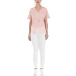 Pembe Nakışı ve yaka bol kesim bluz 19617