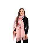 Pembe Nakışlı Kışlık Şal