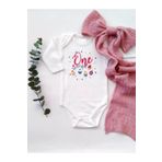 Pembe Onederful 1 Yaş Doğum Günü Uzun Kol Organik Baskı Bebek Body 2771-LMNN, 3 Yaş