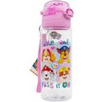 Pembe Paw Petrol Şeffaf Matara 500ml - Kız Çocuk Suluk - Lisanslı Paw Petrol Matara Pipetli Suluk