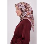 Pembe Petunya Desen Twill İpek Eşarp