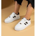Pembe Potin 001-1005-24 Beyaz Siyah Kadın Sneaker Ayakkabı