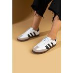 Pembe Potin 001-1009-24 Beyaz Siyah Kadın Sneaker Ayakkabı