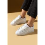 Pembe Potin 001-3458-25 Beyaz Kalın Bağcıklı Şerit Detaylı Rahat Taban Kadın Sneakers