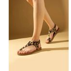 Pembe Potin 51-837-23 Leopar Kadın Sandalet