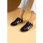 Pembe Potin Bağcıklı Comfort Taban 3 Şeritli Kadın Sneaker 001-1009-SiyahBeyazŞal Siyah 37