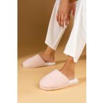 Pembe Potin CK-360-23 Pudra Esnek Taban İçi Dışı Peluş Polar Ev Terliği Kadın Panduf