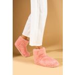 Pembe Potin CK-455-23 Pudra Rahat Taban Peluş Kumaş Bilekte Ev Botu Kadın Panduf