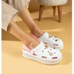 Pembe Potin DNZ225 Yüksek Taban Altın Tokalı Eva Comfort Beyaz Pudra Kadın Sandalet